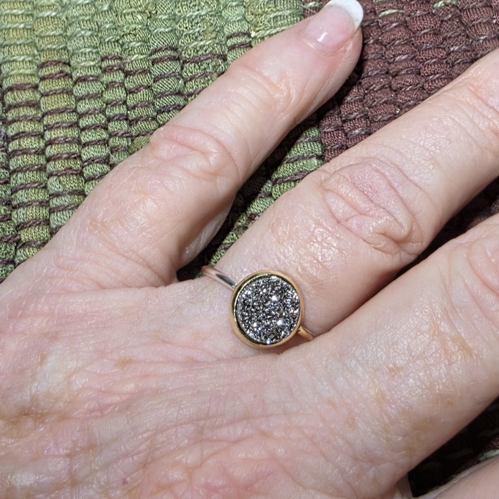 Silver Druzy Quartz Women's Ring